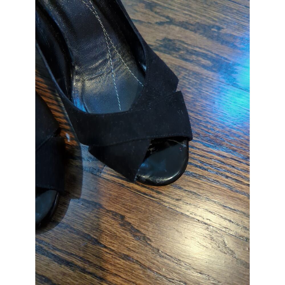 Kate Spade Black Suede Peep Toe Wedge Shoes - Picture 4 of 4
